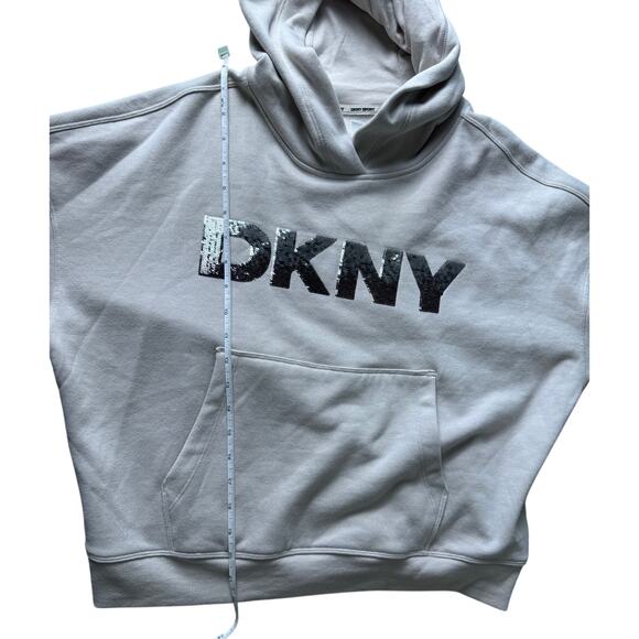 DKNY Sport Women's Sequin Pullover Fleece Hoodie NWT OAT SIZE S - Picture 10 of 10
